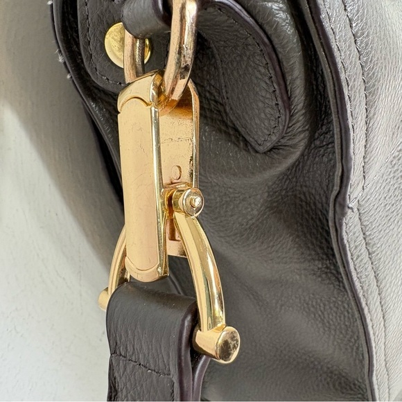 KRISTEN BELL for Erica Anenberg Large Gray Leather Tote Messenger Bag Purse - Picture 13 of 15